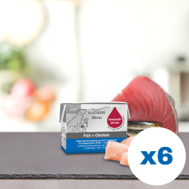 PLATINUM Menu Adult, Pui si Peste, Bax Hrana Umeda Pentru Caini 6x90g