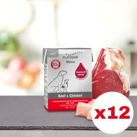 PLATINUM Menu Adult, Vita si Pui, Bax Hrana Umeda Pentru Caini 12x185g