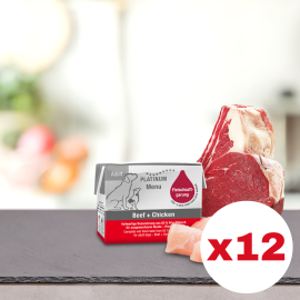 PLATINUM Menu Adult, Vita si Pui, Bax Hrana Umeda Pentru Caini 12x90g