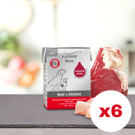 PLATINUM Menu Adult, Vita si Pui, Bax Hrana Umeda Pentru Caini 6x185g