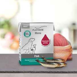 PLATINUM Menu Adult, cu Peste, Hrana Umeda Pentru Caini 375g
