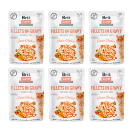 BRIT CARE Fillet in Gravy, Pui, Set Plicuri Hrana Umeda, Fara Cereale,  Pisici (file in sos) 6x85g
