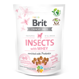 BRIT CARE Crunchy Snack Puppy, Insecte, Proteine din Zer si Probiotice, Recompense Hipoalergenice, Fara Cereale, Caini Juniori, Crestere Sanatoasa, 200g
