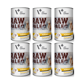 RAW PALEO Adult, Curcan, Set Conserve Hrana Umeda Monoproteica, Fara Cereale, Pentru Caini, 6x400g