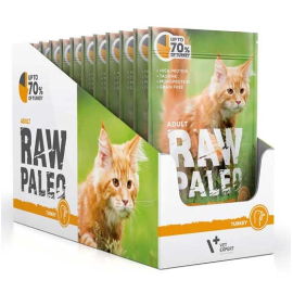 RAW PALEO Adult, Curcan, Plic Hrana Umeda Monoproteica, Fara Cereale, Pisica (pateu), 100g