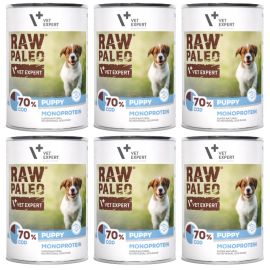 RAW PALEO Puppy, cu Cod, Set Conserve Hrana Umeda Monoproteica, Fara Cereale, Pentru Caini Juniori, 400g