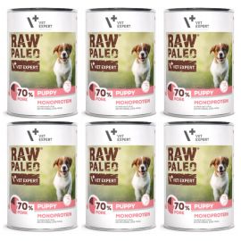RAW PALEO Puppy, cu Porc, Set Conserve Hrana Umeda Monoproteica, Fara Cereale, Pentru Caini Juniori, 400g