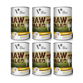 RAW PALEO Puppy, Curcan, Conserva Hrana Umeda Monoproteica, Fara Cereale, Caine Junior, 400g