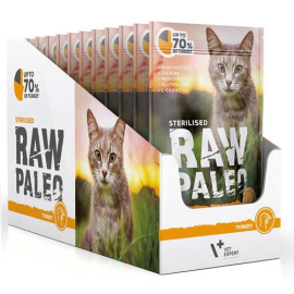 RAW PALEO Sterilised, Curcan, Plic Hrana Umeda Monoproteica, Fara Cereale, Pisica Sterilizata (pateu), 100g