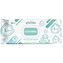 RECORD Servetele Umede Antiseptice, cu Clorhexidina, Efect Antibacterian si Antimicotic, Curatare Labute, Fata, Urechi si Pliuri ale Pielii, 80buc.