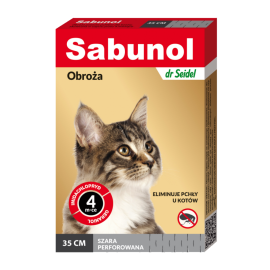 SABUNOL CAT Zgarda Antiparazitara Pentru Pisici, Protectie 4 Luni, Gri, 35cm