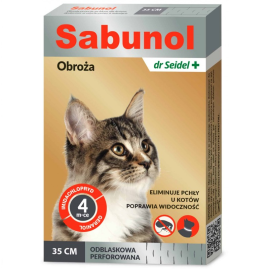 SABUNOL CAT Zgarda Antiparazitara Pentru Pisici, Protectie 4 Luni, Reflectorizanta, 35cm