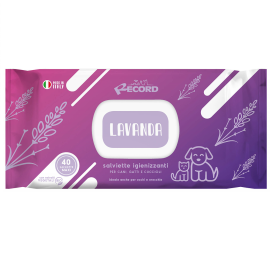 RECORD Servetele Umede Antibacteriene, cu Extracte Organice Vegetale, Aroma Lavanda, Pentru Caini si Pisici, 40Buc