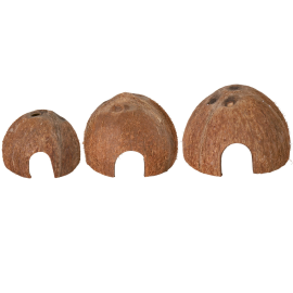 Set 3 Casute din Cocos Pentru Rozatoare, Reptile sau Pesti, Diametre 8cm | 10cm | 12 cm