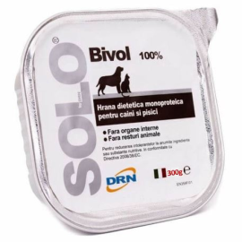 SOLO DRN, cu Bivol, Hrana  Umeda Dietetica Monoproteica Pentru Caini si Pisici, 300g