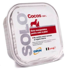 SOLO DRN, cu Cocos, Hrana  Umeda Dietetica Monoproteica Pentru Caini si Pisici, 100g