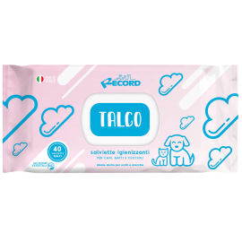 RECORD Servetele Umede Antibacteriene, cu Extracte Organice Vegetale, Aroma Talc, Pentru Caini si Pisici, 40Buc