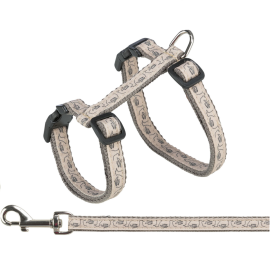 TRIXIE Set Lesa şi Ham Pisici Adulte, Bej si Gri, 27-45cm | 1.2m