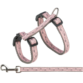TRIXIE Set Lesa şi Ham Pisici Adulte, Roz si Gri, 27-45cm | 1.2m
