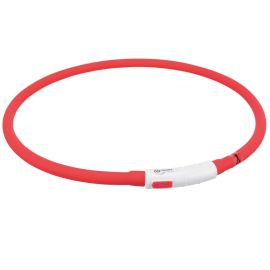 TRIXIE Zgarda Luminoasa Pentru Caini, Reincarcabila USB, Rosie, Marime XS-XL, 70cm | Diametru 10mm