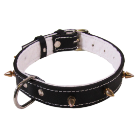 Zgarda din Piele Pentru Caini, BASIC, Captusita, cu Tepi, 65cm | Latime 30mm