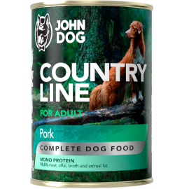 JOHN DOG Country Line Adult, cu Porc, Conserva Hrana Umeda Monoproteica, Fara Cereale, Caine Adult, 400g